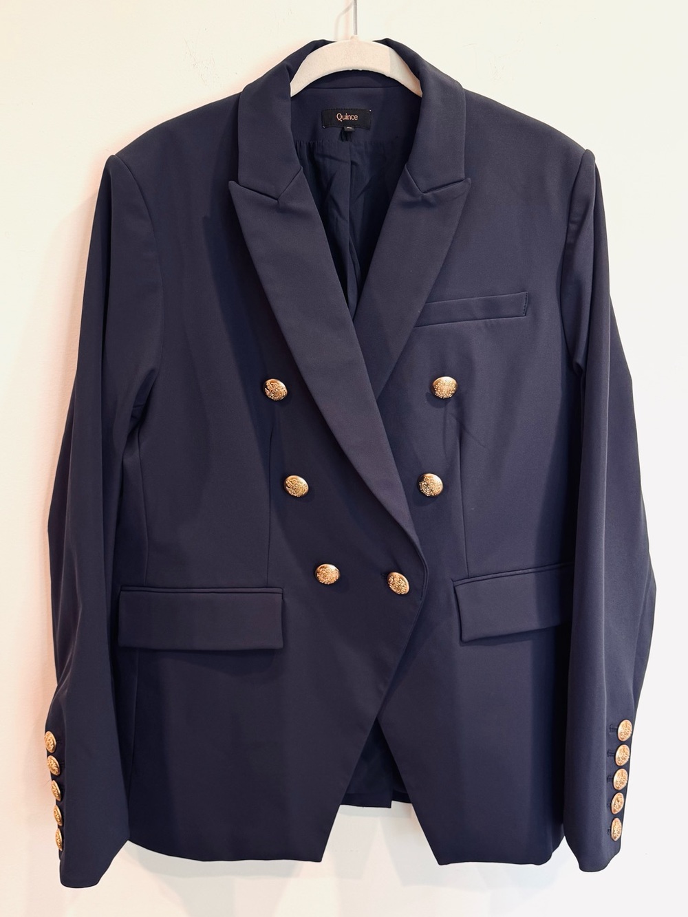Quince NWOT Scuba Captain’s Convertible Blazer XL Deep Navy Gold Crest Buttons